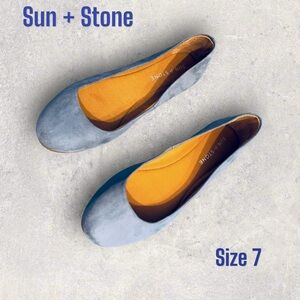 Sun + Stone Womens Luccia Blue Comfort Ballet Flats Shoes, size 7.